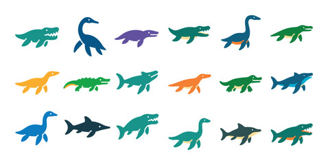 Obraz premium Prehistoric Marine Icons