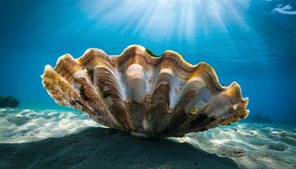 oyster shell underwater in the sea deep in the ocean generative ai
