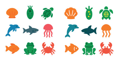 Obraz premium Colorful Aquatic Icons