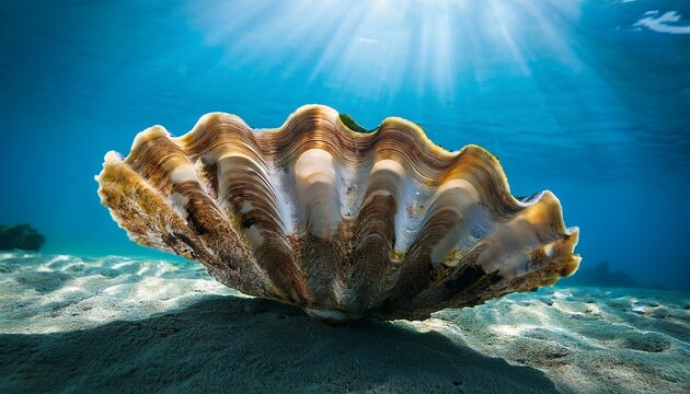 oyster shell underwater in the sea deep in the ocean generative ai