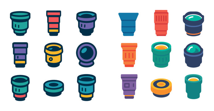 Fototapeta Colorful Camera Lens Icons