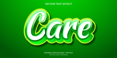 Care 3D Text Style Editable Effect Vector Design