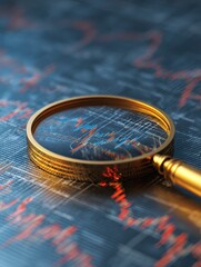 Conduct indepth business analysis and economic review with precision using a magnifying glass for market insights.