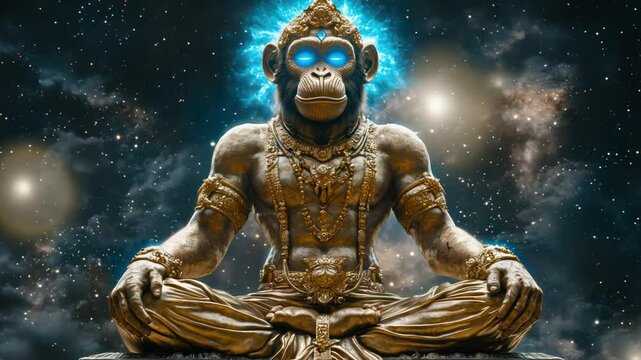 Golden monkey deity in cosmic pose