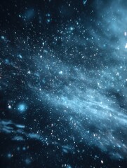 Fototapeta premium Epic cinematic background with blue glowing particles and ice particles, creating a magical blizzard effect , abstract