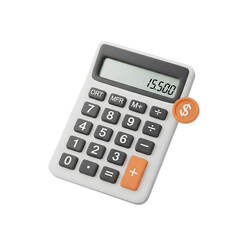 Calculator Displaying Financial Calculation with Orange Coin in Transparent Background