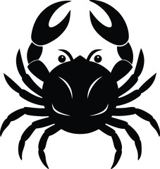 Crab Vector Silhouette Black Sea Animal Icon Illustration

