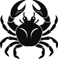 Crab Vector Silhouette Black Sea Animal Icon Illustration

