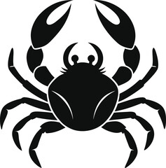 Crab Vector Silhouette Black Sea Animal Icon Illustration

