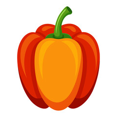 Isolated vector illustration of a bell pepper, red, orange and green, healthy food, fresh vegetable, diet