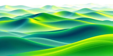 Abstract vector illustration of rolling green hills and waves on a white background,  nature,  hills