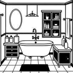 Bathroom interior design with bathtub and sink