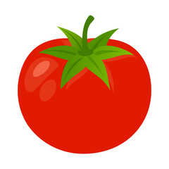 Illustration of a fresh red tomato with green stem perfect for healthy eating designs