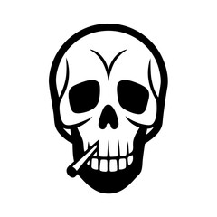 Obraz premium Skull with cigarette isolated on white background