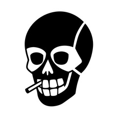 Obraz premium Skull with a cigarette isolated on white background