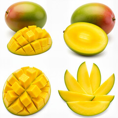 Mango fruit set isolated on white background