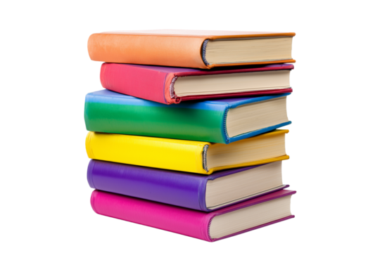 Collection of Books in Various Colors Isolated on White