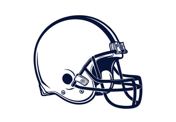 Fototapeta premium Vintage American football helmet vector. Hand drawn football helmet illustration on white background