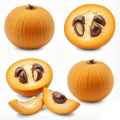 Sapote fruit set isolated on white background