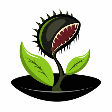 Cartoon venus flytrap carnivorous plant isolated on white background