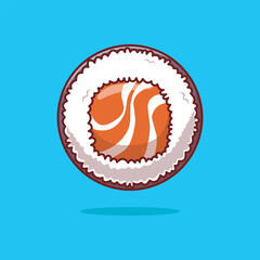 Cute funny sushi roll. Vector flat cartoon kawaii illustration icon.