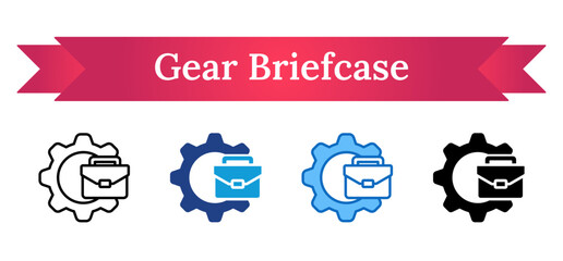 Gear Briefcase Multi Style Icon - Gear with briefcase inside, indicating operational business, management, or career structure