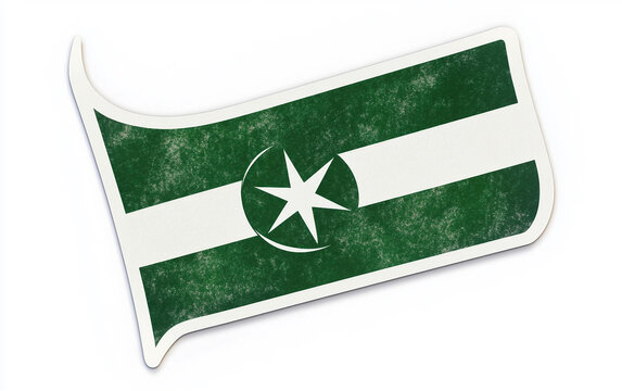 Detailed close-up of a Pakistan flag-themed sticker with beautiful green and white decorations. Generative AI.