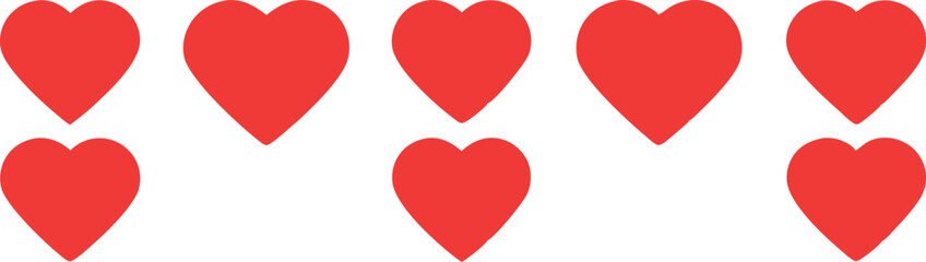 Row of Seven Red Hearts Vector Illustration

