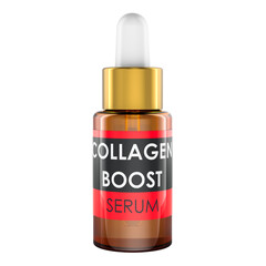 Collagen boost serum dropper bottle. 3D rendering isolated on transparent background
