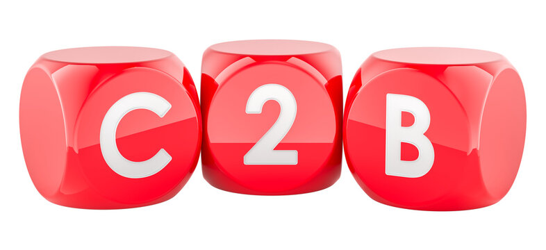 C2B, consumer to business concept. 3D rendering isolated on transparent background