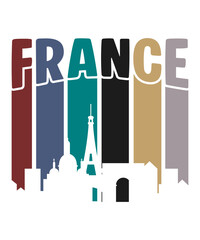 France Landmarks Silhouette t-shirt design graphic