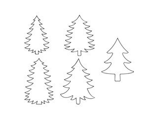 Obraz premium Minimalist festive fir trees graphic isolated on white background