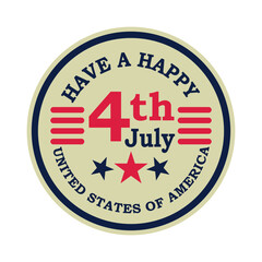 Made in USA grunge stamp label with circular badge design and stars symbolizing American quality and guarantee