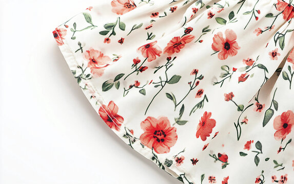 Detailed close-up of a playful sundress with a floral print, featuring bold and lively flower patterns. Generative AI.
