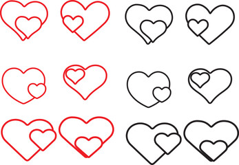 set of vector hearts, set of hearts, icon, 