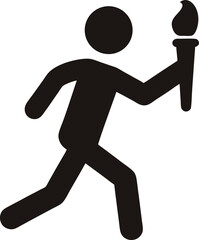 Running Stick Figure with Torch Vector Illustration

