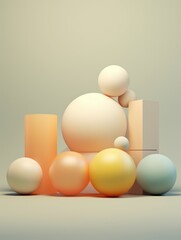 A collection of colorful spheres and cubes
