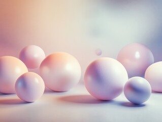 Floating pastel spheres on white surface