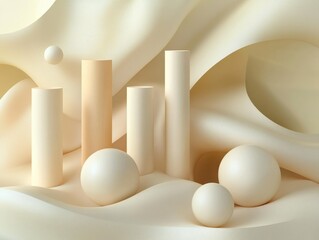 3D Artwork - Abstract Sculptures in Surreal Landscape