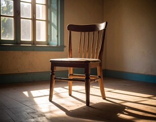 wooden chair on the wall