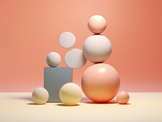 Colorful abstract 3D sculptures on flat surface