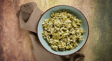 Jonjoli, Colchian klekachka, Georgian appetizer, pickled jonjoli, no people