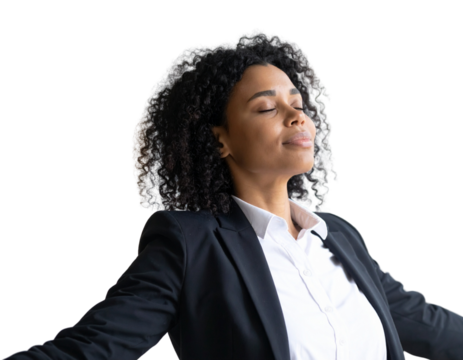 Relaxed Female Lawyer Resting with Eyes Closed  Transparent PNG - Powered by Adobe