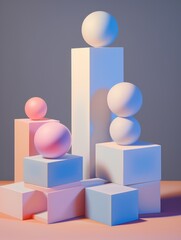 Fototapeta premium Colorful sculptures on multicolored blocks