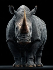 Obraz premium Rhinoceros wallpaper on black background