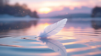  White Feather Water Reflection Serenity