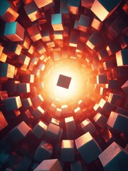 Abstract cubed pattern with vibrant center