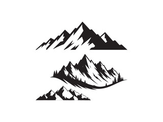 Silhouette mountain range vector graphic isolated on white background