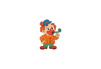 Vector illustration of a happy cartoon clown on a white background