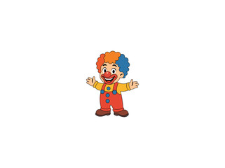 Vector illustration of a happy cartoon clown on a white background